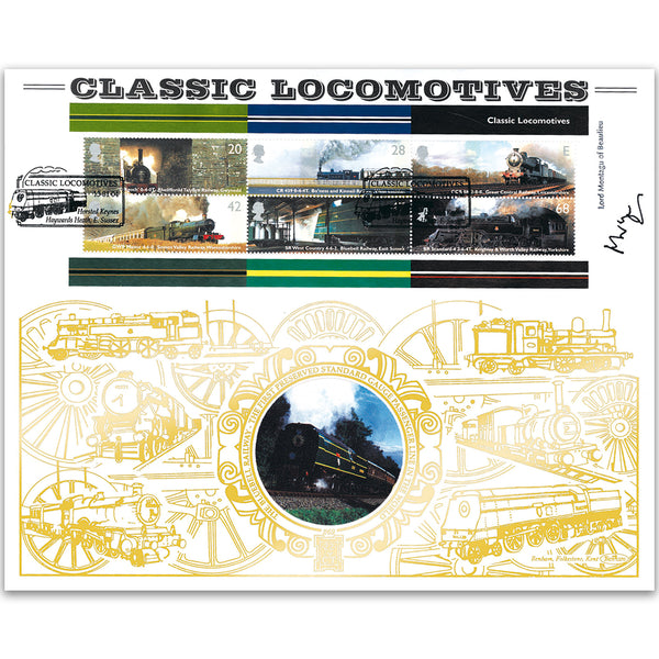 2004 Classic Locomotives M/S GOLD 500 - Signed by Lord Montagu of Beaulieu