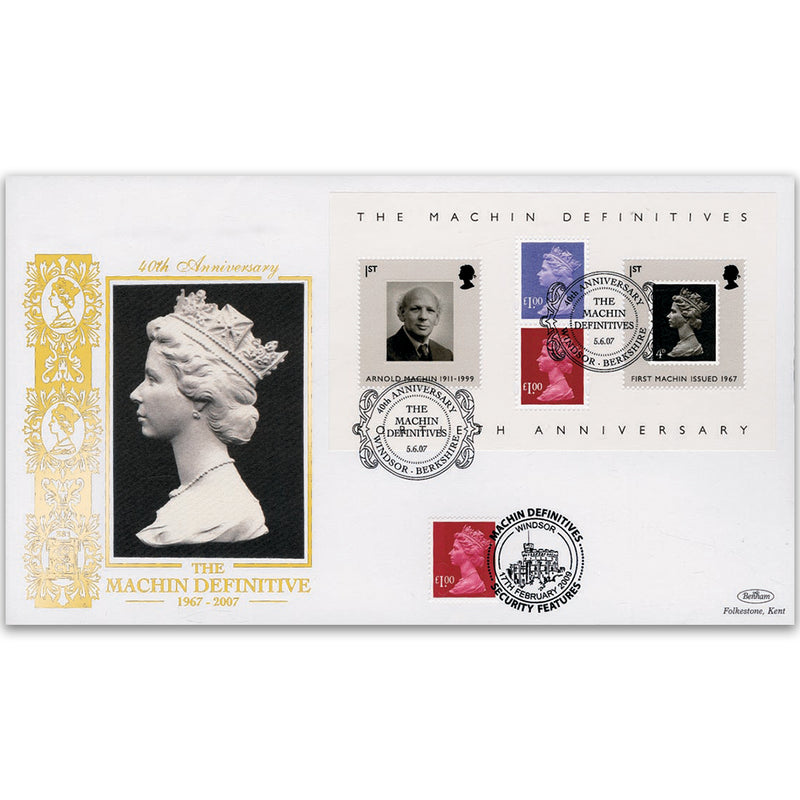 2007 Machin Definitives 40th Anniversary M/S GOLD 500 - Doubled 2009