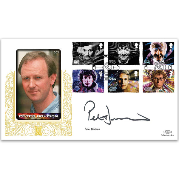 2013 50 Years of Doctor Who Stamps GOLD 500 - Cover 1 - Signed by Peter Davison