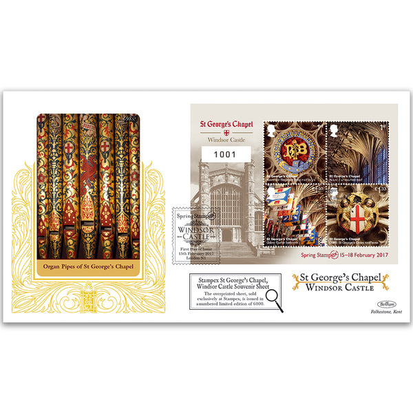 2017 Windsor Castle Stampex Overprinted M/S GOLD 500 - Ltd Edition 100