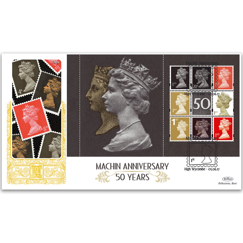 2017 Machin 50th Anniversary PSB GOLD 500 - (P4) 2 x 20p/6 x 1st Pane