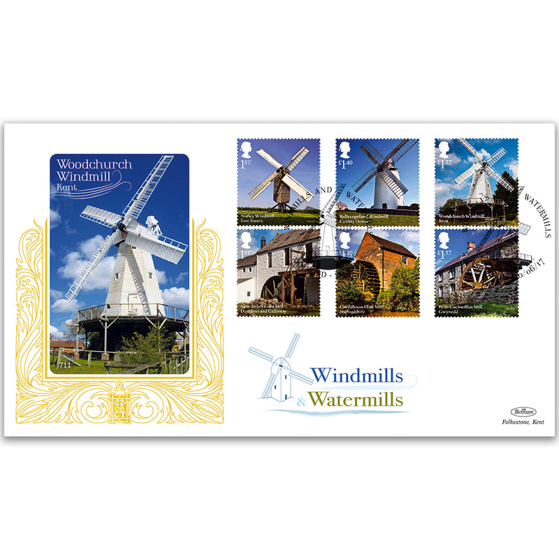 2017 Windmills and Watermills Stamps - Benham GOLD 500 Cover