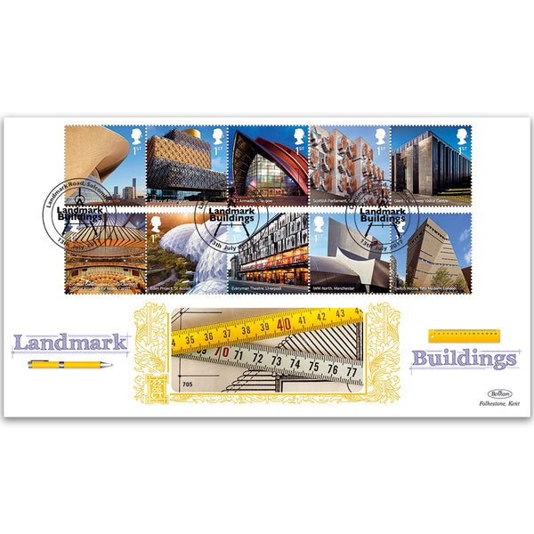 2017 Landmark Buildings Stamps - Benham GOLD 500 Cover