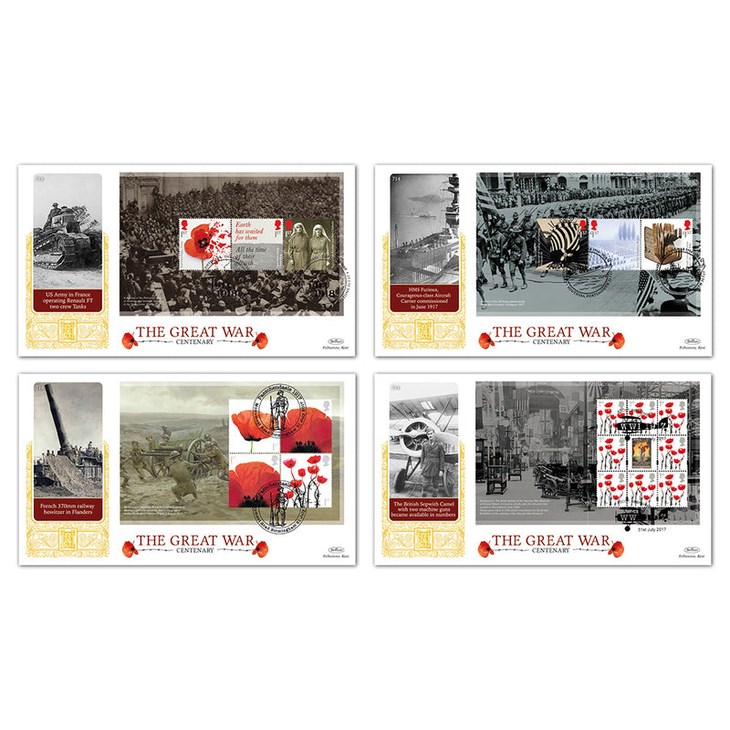 2017 WWI PSB - Benham Set of 4 GOLD 500 Covers