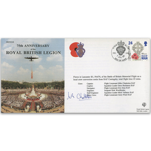 1996 75th Anniversary Royal British Legion - Flown - Signed by Pilot