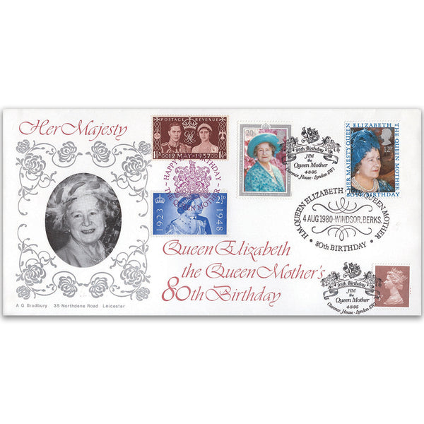 1980 Queen Mother's 80th LFDC - Windsor - Doubled 1995