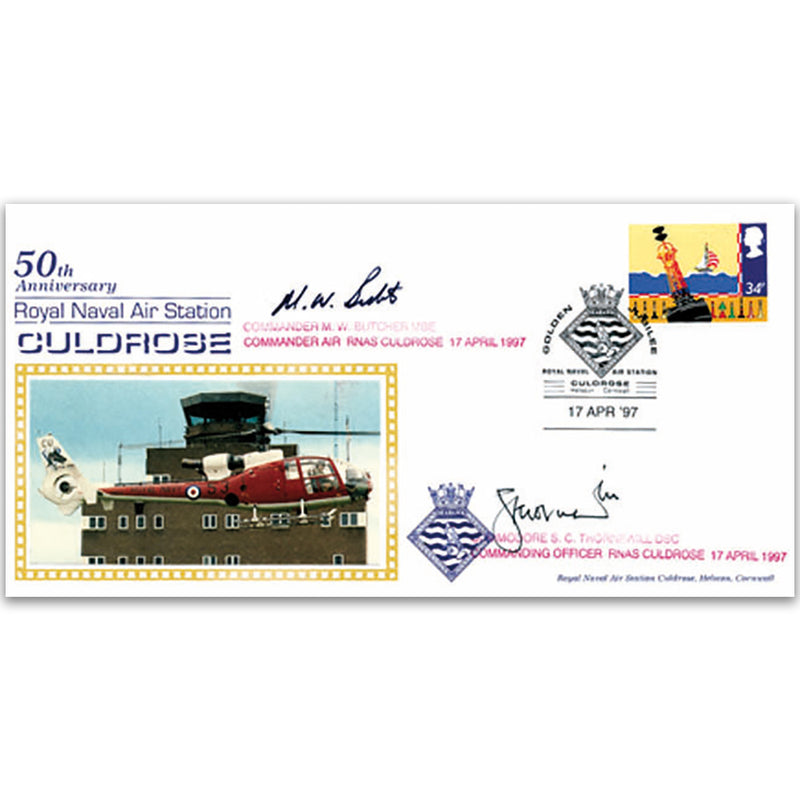 1997 Culdrose Royal Navy Air Station 50th - Signed by Commander Air & Commanding Officer