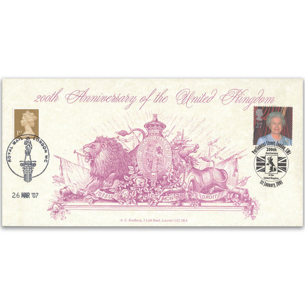 2001 200th Anniversary United Kingdom doubled