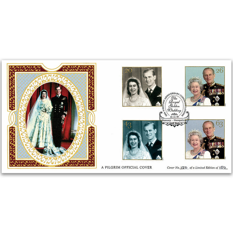 1997 Royal Golden Wedding Pilgrim Cover - Romsey handstamp