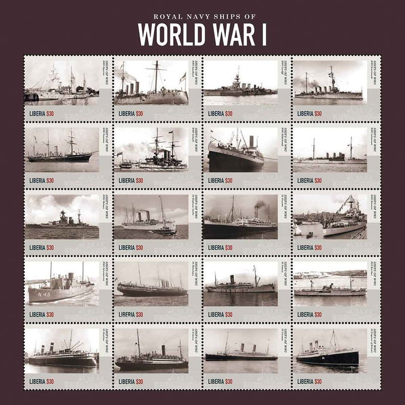 WWI Royal Navy Ships - Sheetlet - Liberia