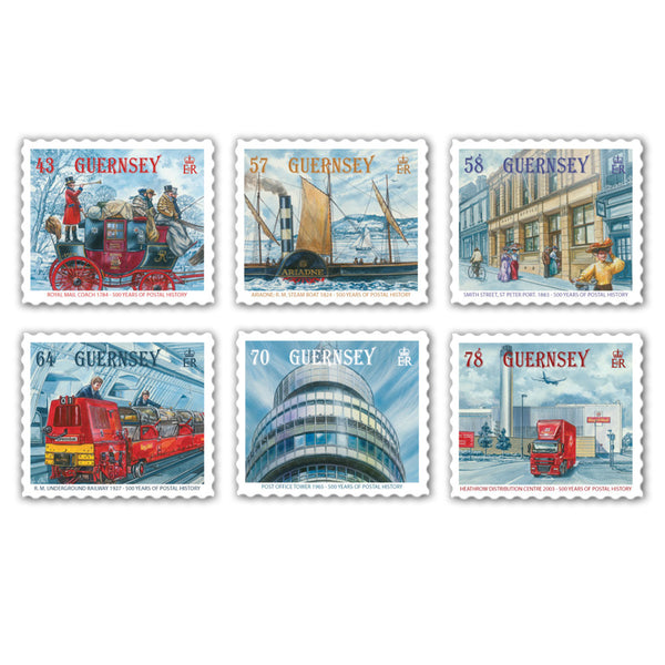 Guernsey 500yrs Postal History 6v 27/7/16