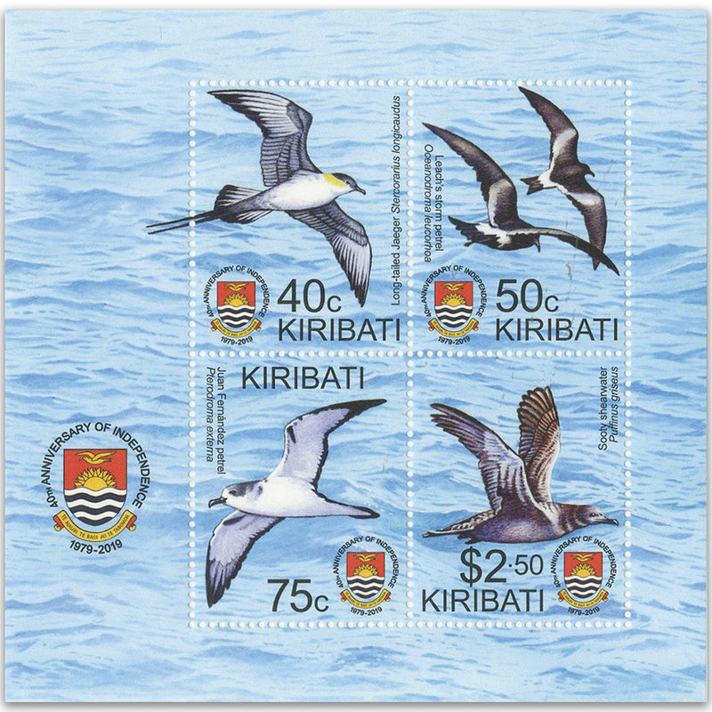 Kiribati 2019 40th Ann.Ind.Birds of Kiribati 4v M/S