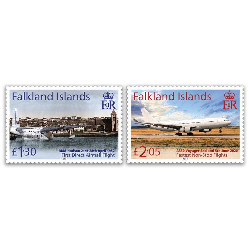 2022 Falklands Islands 70th Anniversary First Direct Airmail 2v set