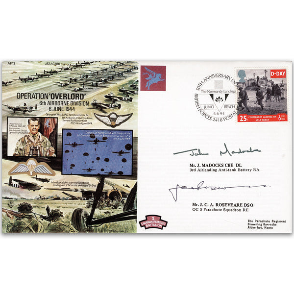 1994 D-Day 50th - 'Operation Overlord' - Signed by J. Maddocks CBE and J. Roseveare DSO