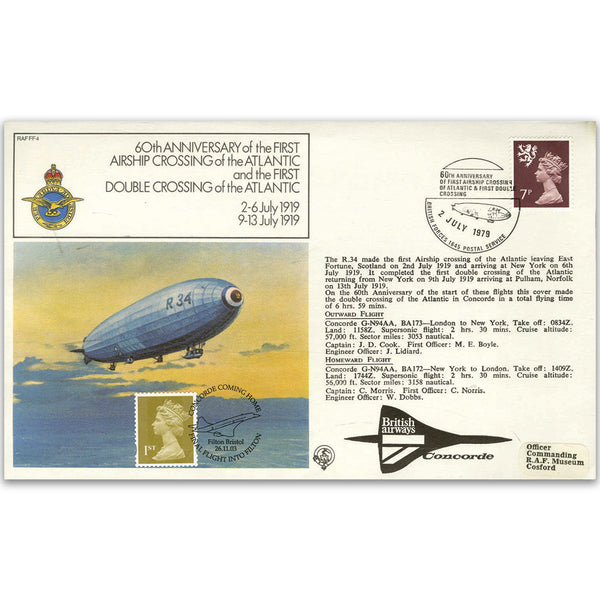 1979 60th Anniversary of First Airship Crossing & Double Crossing of the Atlantic - Doubled 2003