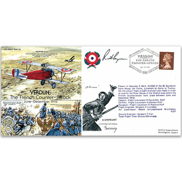 Verdun: French Counter Attack - Flown - Signed by Pilot Flt. Lt. R. Payne BA