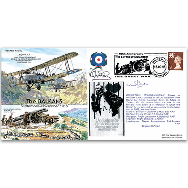 The Balkans 1918 - Flown - Signed by pilot Sqn. Ldr. R. C. Muse BSc plus One Other