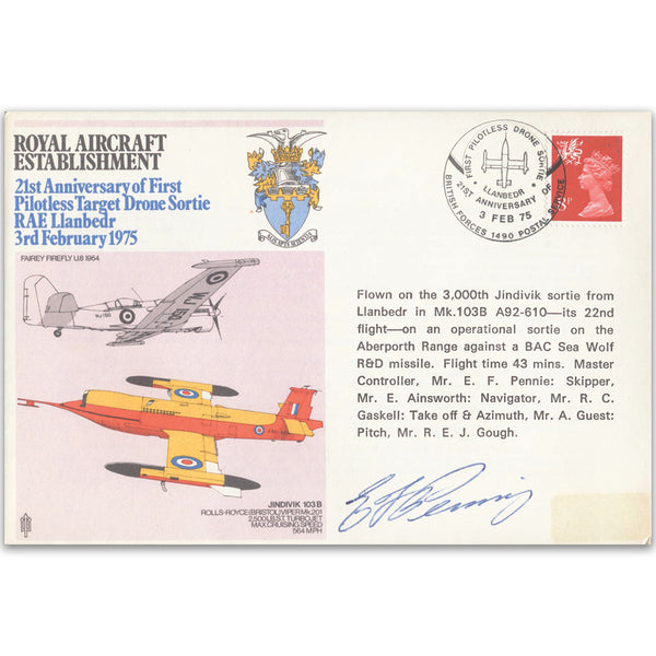 1975 Royal Aircraft Establishment, Pilotless Drones - Signed E F Pennie