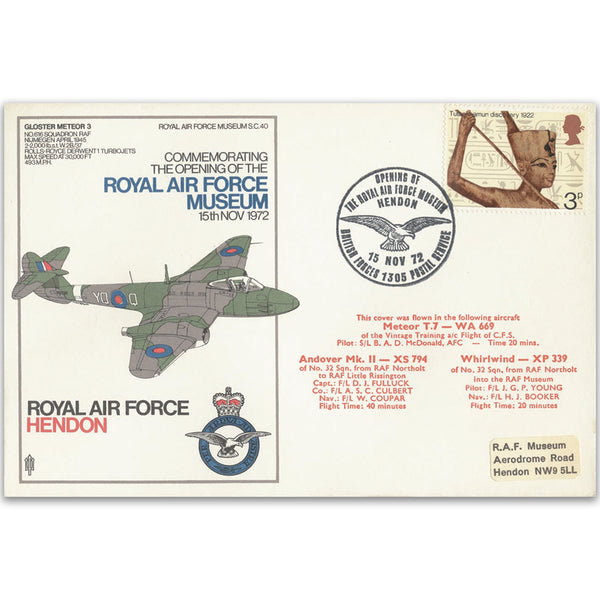 1972 RAF Hendon, RAF Museum Opening - Flown