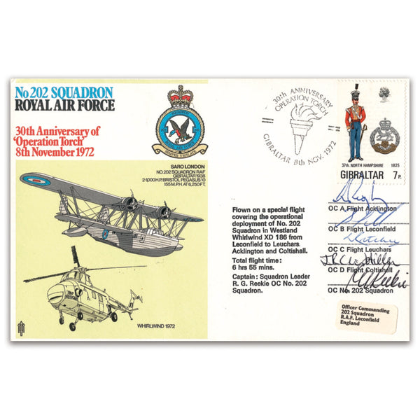 1972 RAF No 202 Sqn - Signed by Officer Commanding x5