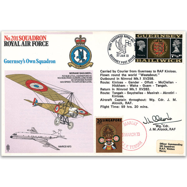 1973 No. 201 Sqn - Guernsey's Own - Signed by Wing Commander J. M. Alcock and 12 others