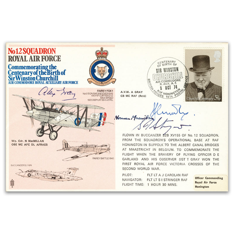 1974 RAF No. 12 Sqn - Churchill 100th - Signed AVM. A. Gray CB