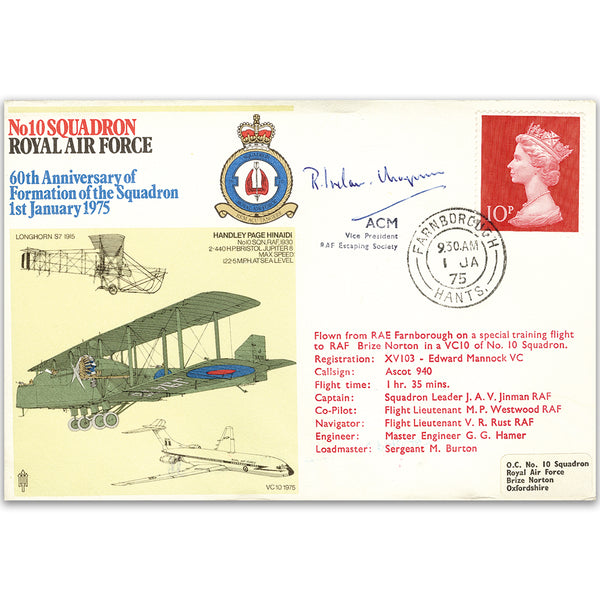 1975 No. 10 Sqn 60th - Signed by ACM Sir Ronald Ivelaw-Chapman KCB