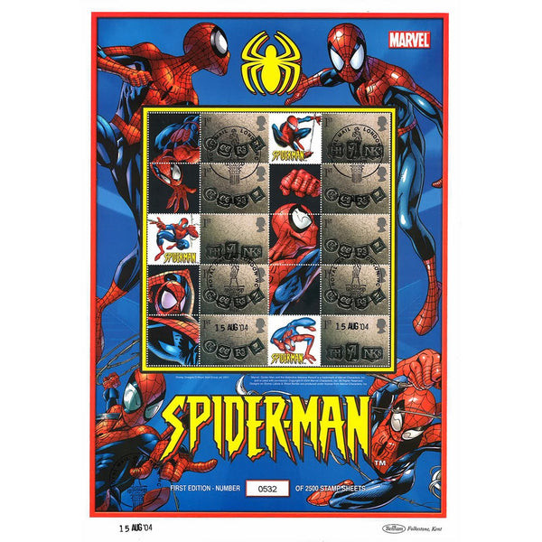 Spiderman Stamp Sheet Card 15/08/04