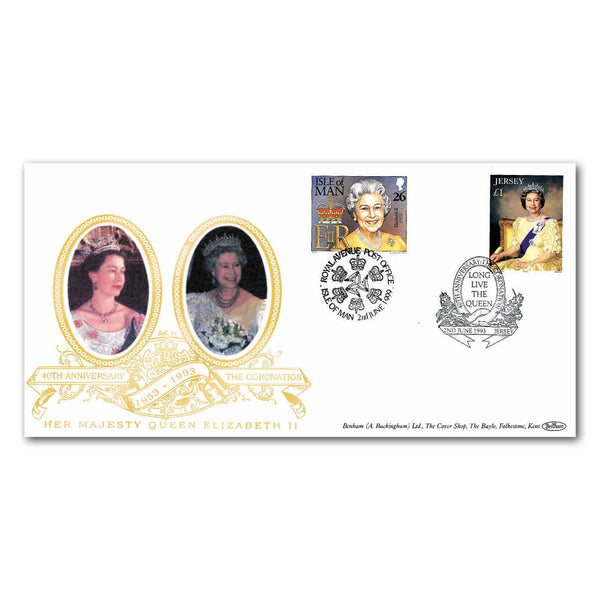 1993 Jersey Coronation 40th Special Gold Cover - 'Long Live the Queen' - Doubled 1999 Isle of Man