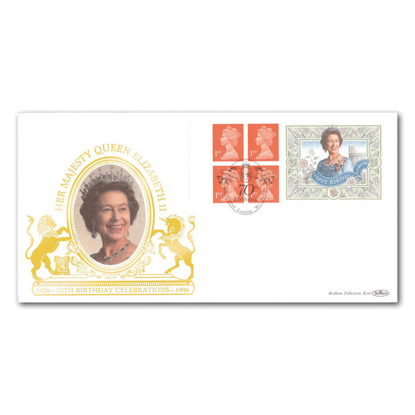 1996 HM The Queen's 70th Birthday Label Special Gold Cover - Queen Street, London