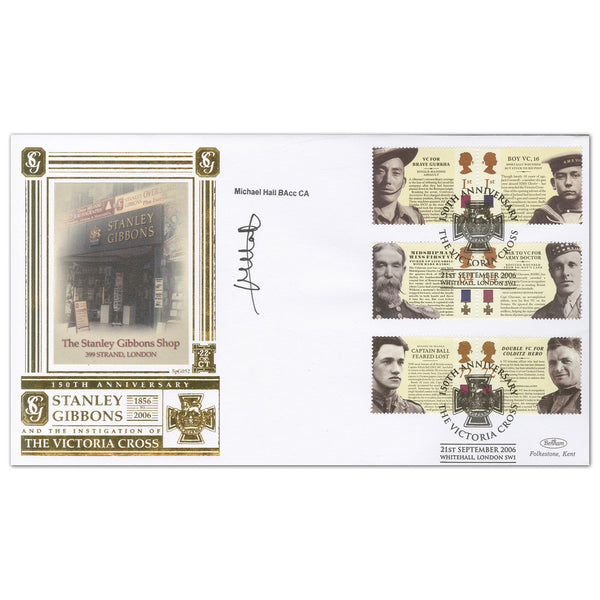 2006 Victoria Cross 150th Stamps Special Gold Cover - Signed by Michael Hall