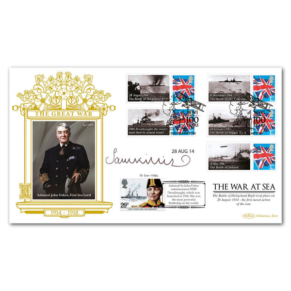 2014 WWI The War at Sea Commemorative Sheet Special Gold Cover - Signed by Dr. Sam Willis