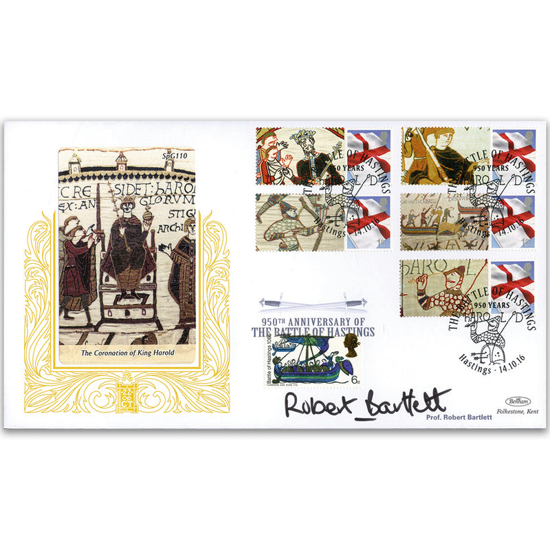 2016 Battle of Hastings Comm Sheet Special Gold - Cover 1 Signed Prof Robert Bartlett