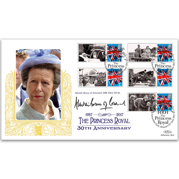 2017 Princess Royal Commemorative Sheet Special Gold - Cover 1 Signed Alastair Bruce of Crionaich