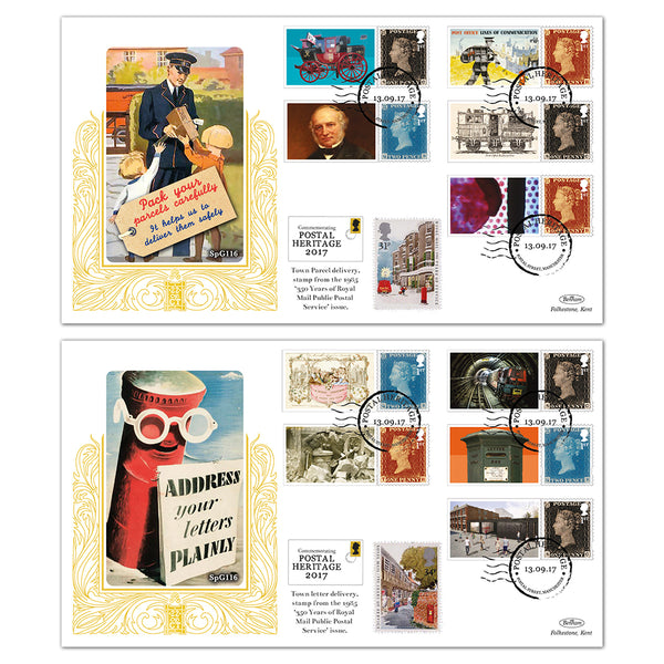 2017 Postal Museum Commemorative Sheet - Benham Special Gold Pair of Covers