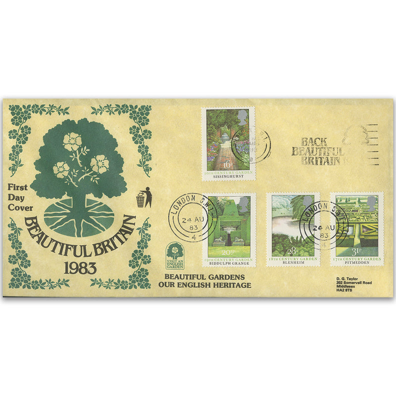 1983 Gardens, Back Beautiful Britain slogan, London S.W.1