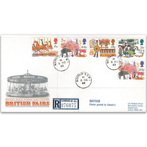 1983 British Fairs Royal Mail FDC - Mayfair CDS