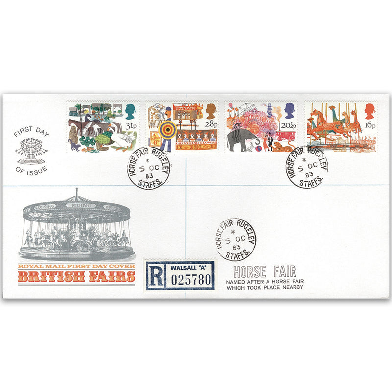 1983 British Fairs - Royal Mail FDC - Horse Fair, Rugeley CDS