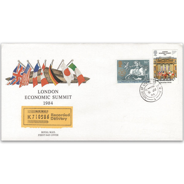 1984 London Economic Summit - Royal Mail FDC - House of Commons CDS