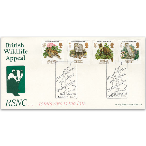 1986 Conservation: RSNC Official - London EC4 handstamp