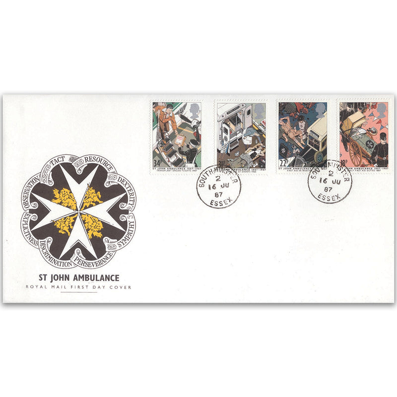 1987 St John's Ambulance - Royal Mail FDC - Southminster, Essex