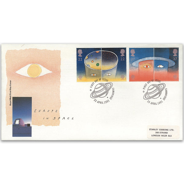 1991 Europa: Europe in Space - Royal Mail FDC - Cambridge FDI
