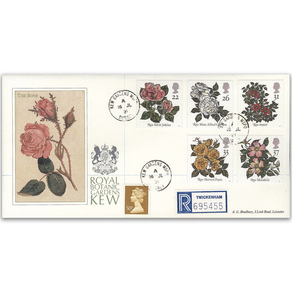 1991 Roses Kew Gardens CDS on Special Cover