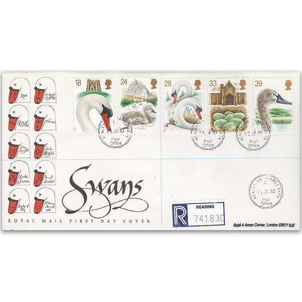 1993 Swans - Royal Mail FDC - Henley-on-Thames CDS