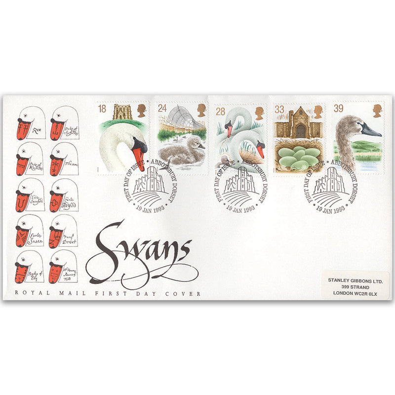 1993 Swans Royal Mail FDC - Abbotsbury, Dorset