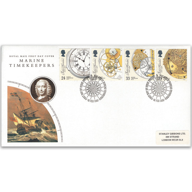 1993 Marine Timekeepers - Royal Mail FDC - Philatelic Bureau, Edinburgh