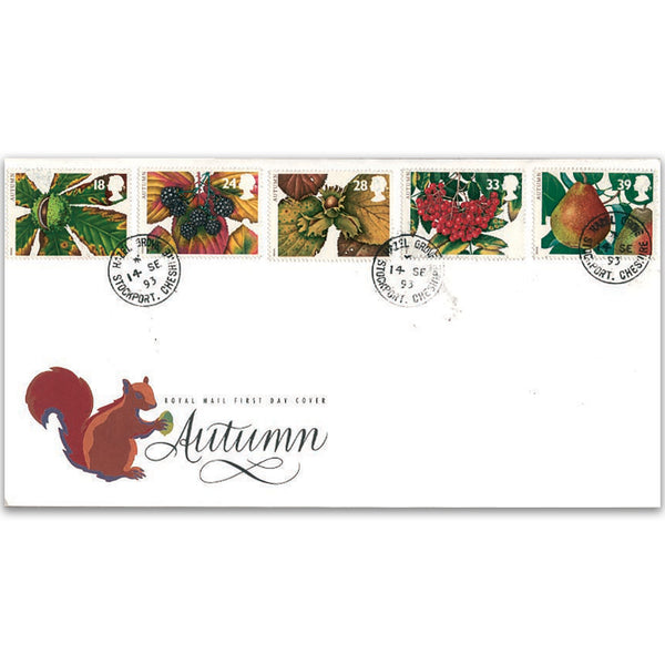1993 Four Seasons: Autumn - Royal Mail FDC - Hazel Grove, Stockport CDS