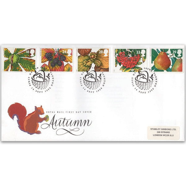 1993 Four Seasons: Autumn - Fruits and Leaves - Taunton 'Basket' Handstamp
