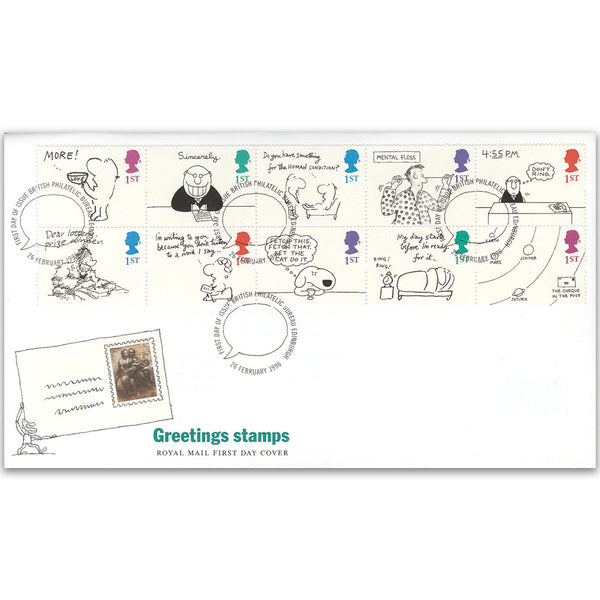 1996 Greetings: Cartoons - Royal Mail Cover - Bureau, Edinburgh