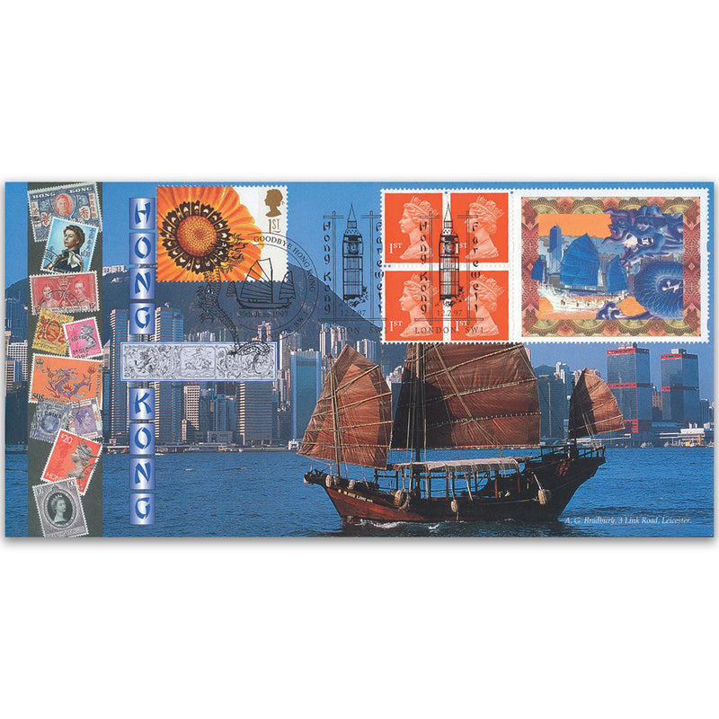 1997 Farewell Hong Kong Label - Big Ben Handstamp - Doubled